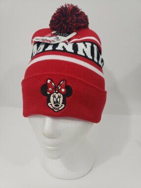 NEW Minnie Mouse Pom Pom Beanie Acrylic Winter hat toque